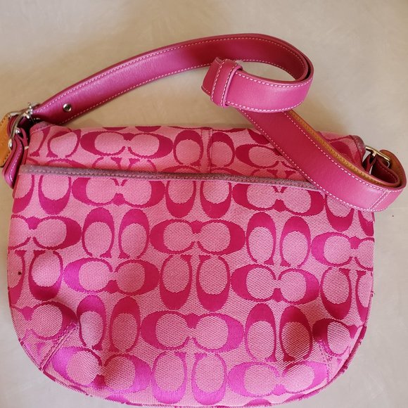 Vintage Rare Coach Pink Signature Shoulder Bag Purse - Picture 2 of 10